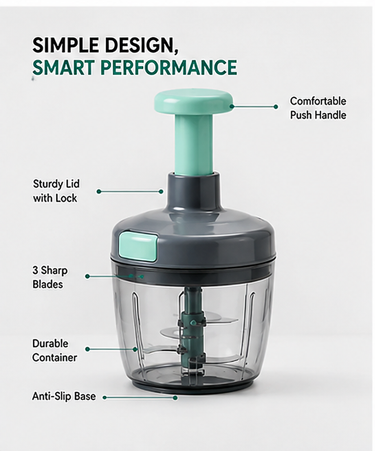 Premium Multi-Purpose 3-blade Push Action Kitchen Chopper
