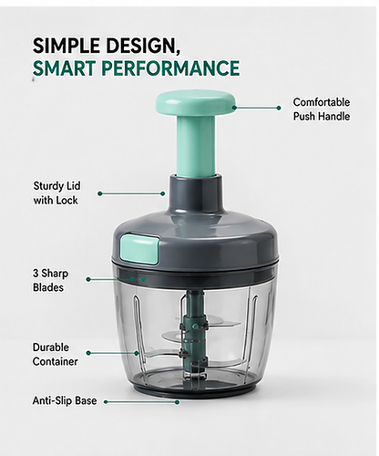 Premium Multi-Purpose 3-blade Push Action Kitchen Chopper
