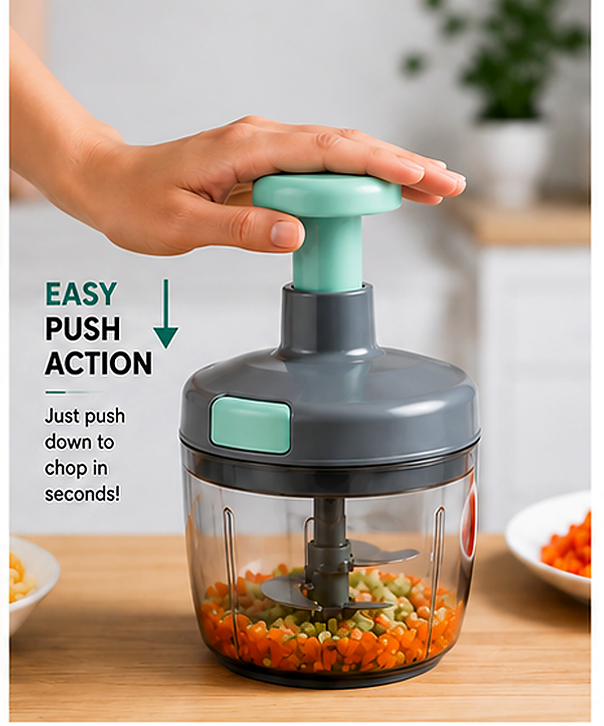 Premium Multi-Purpose 3-blade Push Action Kitchen Chopper