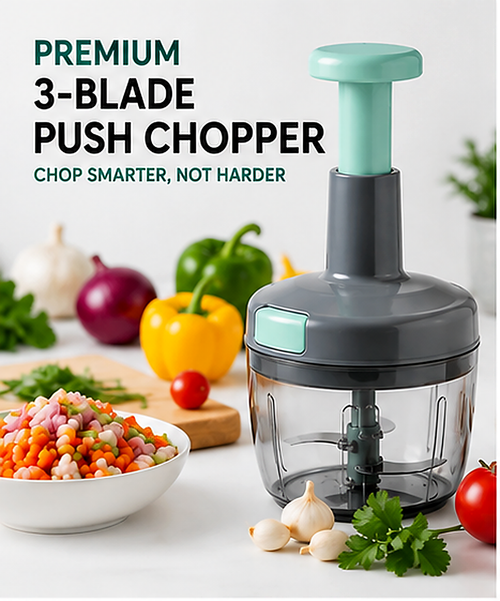Premium Multi-Purpose 3-blade Push Action Kitchen Chopper