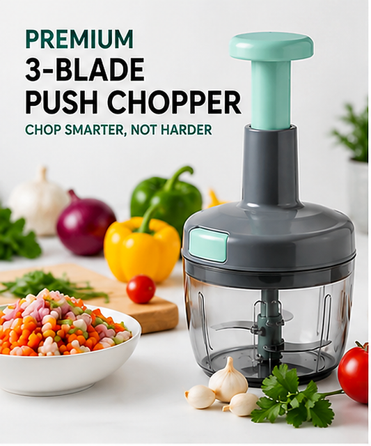 Premium Multi-Purpose 3-blade Push Action Kitchen Chopper